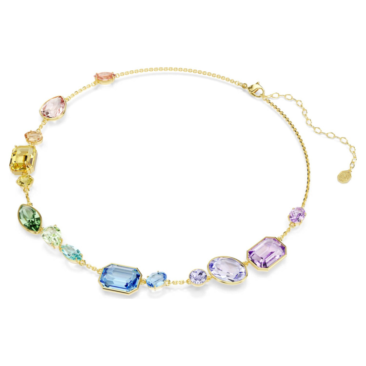 Gema necklace Mixed cuts, Multicolored, Gold-tone plated